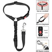 Dog seat belt, 2 pieces of pet car seat belt headrest restraint adjustable puppy safety seat belt reflective elastic bungee connection car harness dog harness for daily travel a