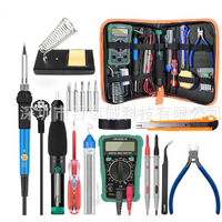 Soldering Iron Kit 60W 220V Temperature Adjustable, Solder with On / Off Switch, Multimeter, Desoldering Pump, 5PCS Soldering Tips for Various Repair