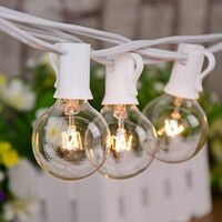 10 Ones Design 25FT String Lights, G40 Outdoor String Lights Edison Light Bulbs Clear Globe String Lights with 27 Clear Bulbs for Indoor/Outdoor Commercial Decoration-White Wire