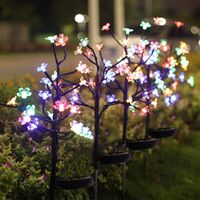 Solar Lights Outdoor - 4 Pack Solar Powered Landscape Tree Lights with Wider Solar Panel, Solar Garden Stake Flower Lights Waterproof Solar Decorative Lights for Pathway, Patio,Yard Decoration