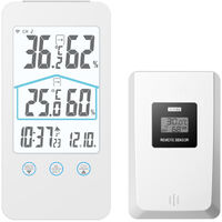 Wireless Weather Station, Thermometer Hygrometer Barometer Indoor Outdoor with Sensor LED Display Backlight Digital Clock Alarm and Snooze Display Time Date Day White