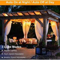 2-Pack Solar G40 Dimmable String Lights with Remote Controls 100FT, 3 Light Modes Outdoor Waterproof LED Globe Hanging Lights with Shatterproof 50+2 Edison Bulbs for Patio Balcony Porch Party Backyard