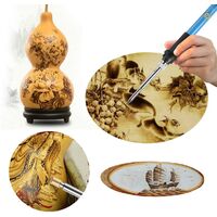 Pyrography Kit, 60W Electric Soldering Iron Kit at 200-450 ° C Adjustable Temperature, 32 Soldering Tips, Soldering Iron Holder, for Cork, Leather, Engraving, Wood Sculpture