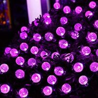 Solar String Lights Outdoor 60 Led 35.6 Feet Crystal Globe Lights with 8 Lighting Modes, Waterproof Solar Powered Patio Lights for Garden Yard Porch Wedding Party Decor (Purple)
