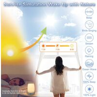 Nursery Night Light for Kids Wake Up Lights with Alarm Clock, 10 Ones Design Touch Control Small Table Lamp Bedroom Dimmable Atmosphere Light Timer Led Warm White RGB Color