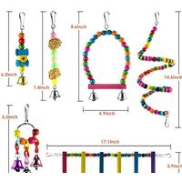 Set of 6 Parrot Bird Toys, Hanging Toys with Bell, Chew, Swings, Ladders, Animal Decoration Cages for Birds, Parakeets, Lovebirds, Macaws.