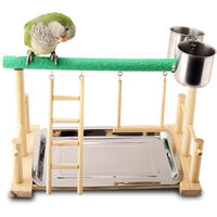 Portable Bird Playground Tiger Parrot Stand Desk Training Bench Parrot Toy Solid Wood Bird Bird Activity Center
