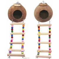 Ladder Nest Parrot Coconut Shell, Hanging Bird Pet Supplies, Parrot Ladder Toy, Coconut Shell Scale