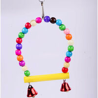 Colorful Beads Parrot Standing Hammock Hanging Toy with Bells Accessories for Small and Medium Parrots
