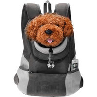 Airline Approved Cat Dog Backpack, Puppy Pet Carrier Front Bag with Breathable Head Out Design and Double Mesh Padded Shoulder for Outdoor Travel Hiking (M, )