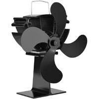 Stove Fan - Silent Operation - Eco Friendly Circulation - Efficient Heat Distribution - Ideal Log Burner Fan and Fireplace Fan - Black