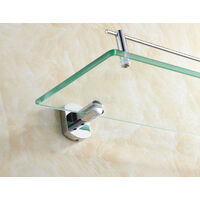 Tempered Glass Shelf Bathroom Shelf with Rail Wall Mounted , Stainless Steel Brushed Finished