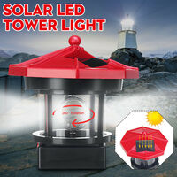 Solar Powered Lighthouse,LED Rotatable Solar Light Smoke Towers Decorative,Waterproof IP 44 LED Solar Light for Garden Lawn Patio Yard red