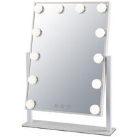 Vanity Mirror with Lights, Large Hollywood Makeup Mirror with 3 Color Light Modes and 12 Dimmable LED Bulbs, Touch Control and 360 ° Rotation, White