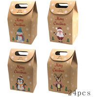 Christmas Kraft Paper Gift Boxes ,25Christmas Party Treat Goody Candy Bag for Xmas Party Bag Fillers