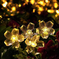 Solar Fairy Lights Outdoor Waterproof Garden String Lights Blossom Solar Powered 8 Modes 50 LED Cherry Solar String Flowers Lights Decorative Lighting for Patio Tree Party Decorations Warm White