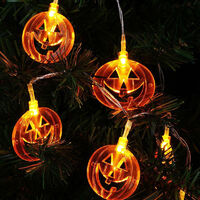 Halloween Decorations Pumpkin LED Lights - 1.5m 10 LED Pumpkin Battery Operated LED Fairy Lights, Bedroom LED Lights, Outdoor Garden Lights, Indoor & Outdoor Decoration for Halloween, Christmas, Party
