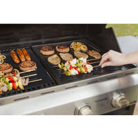 BBQ grill mat Non-stick, Barbecue mat, 6 Pcs Barbecue mat Set-40x33cm, reusable baking sheet, teflon foil, for Gas, Electric and Charcoal barbecue (40x33cm) ， The barbecue mat is non-stick, black, barbecue mat, color box, 6 pieces in one box, with 12 inch