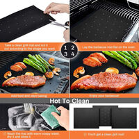 BBQ grill mat Non-stick, Barbecue mat, 6 Pcs Barbecue mat Set-40x33cm, reusable baking sheet, teflon sheet, for Gas, Electric and Charcoal BBQ