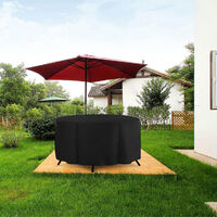 Round Garden Cover Protective Cover Round Garden Table Garden Table Cover Waterproof Windproof Anti-UV Tear Resistant 210D