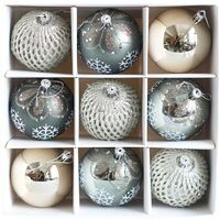 9 Pieces Christmas balls 8cm Silver - Christmas tree Christmas tree
