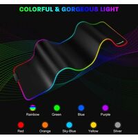 RGB Gaming Mouse Pad, 15 Light Modes LED Soft Extra Extended Large Mousepad, Non-Slip Rubber Base Computer Keyboard Mouse Mat with Durable Stitched Edges- 31.5 X 12 Inch (RGB Black)