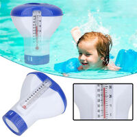 Swimming Pool Chlorine Floating Pebble Chemical Thermometer Floating Swimming Pool Chlorine Dispenser with Thermometer Tablet Holder