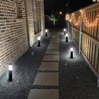 LED solar ground spike light plug lamp floor lamp garden lamp floor lamp-black warm light-6*6*37.5cm-4pcs