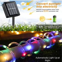 Solar Rope Lights Outdoor Waterproof LED,PVC Tube Warm multicolor Fairy String Lights