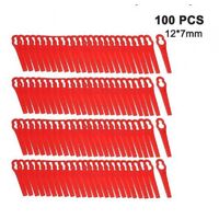 100 Pcs Plastic Grass Trimmer Blades Cordless Strimmer Blades - red