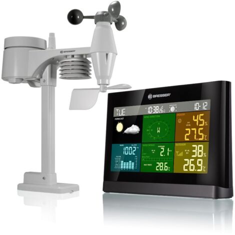 Station météo 5-en-1 avec capteur extérieur – Écran couleur – Prévisions locales 12h – Indicateur de climat intérieur – Bresser (1/8)
