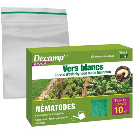 Nématodes HB anti vers blancs et otiorhynques 5M – 10 m² – Ciblent larves nuisibles – Application par arrosage – Décamp'