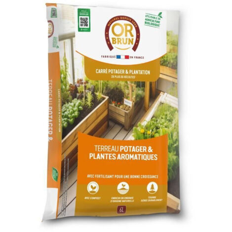 OR BRUN OBRTARO6U -Terreau Potager & Plantes Aromatiques - 6L - Croissance Rapide