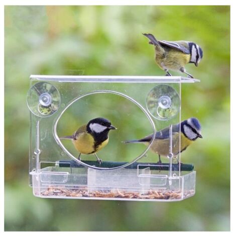 ⭐🏅Mangeoire oiseaux en acrylique avec fenêtre transparente
