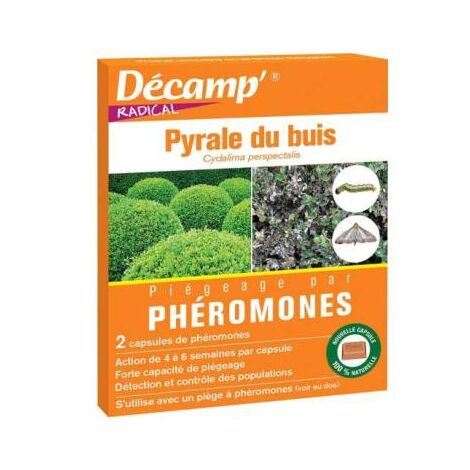 Phéromone contre la pyrale du buis – Action 4 à 6 semaines – Efficacité 3 mois – Compatible avec piège spécial réf. 93437 – Décamp'