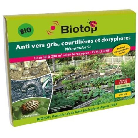 Nématodes SC anti vers gris et doryphores 25 millions – Surface traitée 50 m² – Application par arrosage – Respectueux des cultures – Biotop