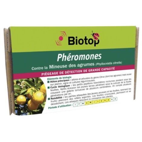 Phéromone Mineuse des agrumes – Insecticide biologique – Certifié traitement plante – Utilisation d'avril à septembre – Biotop (1/2)