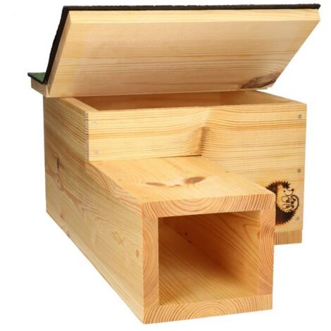 Abri à hérissons en bois de pin – Dimensions 24x38x58cm – Fini vernis naturel – Trou d'entrée 13x11cm pour un accès facile – MKW