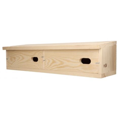 Nichoir double en bois de pin pour martinets – Ouverture frontale pour nettoyage facile – Dimensions 18x70x20 cm – Trou d'entrée 3.5x7 cm – MKW (1/3)