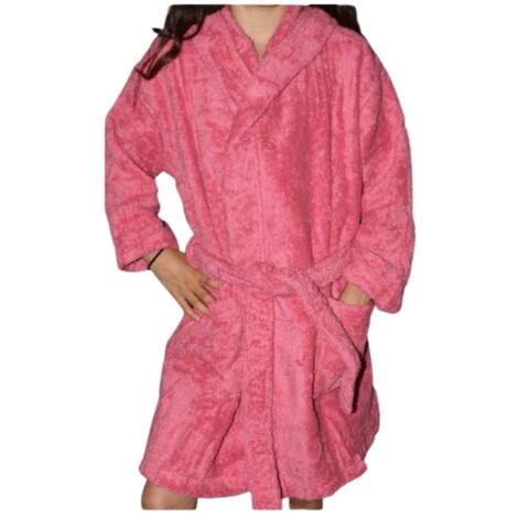 Peignoir en coton Bio enfant, coloris framboise, Taille 4 ans (1/2)