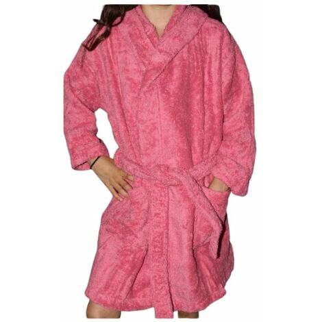 Peignoir en coton Bio enfant, coloris framboise, Taille 12 ans (1/2)