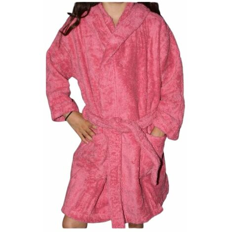 Peignoir en coton Bio enfant, coloris framboise, Taille 6 ans (1/2)