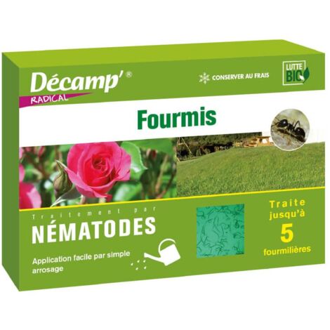 Nématodes SF anti fourmis 5M – Traitement biologique pour 10 m² – Efficace en 48h – Application par arrosage – Décamp'