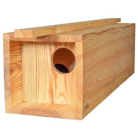Nichoir Chevêche d'Athéna en bois résineux massif – Imprégné vernis à l'huile de lin – Conforme normes ornithologiques – Dimensions 24x24x90cm – MKW