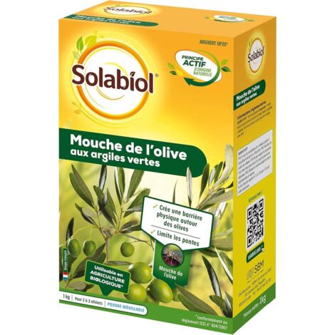 SOLABIOL SOMOUCH01N - Barrière Physique aux Argiles Vertes -Etui 1Kg - Mouches de l'Olive