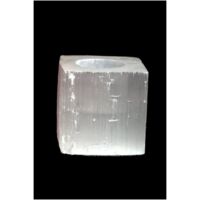 Bougeoir Cube en Sélénite Poli 700 g
