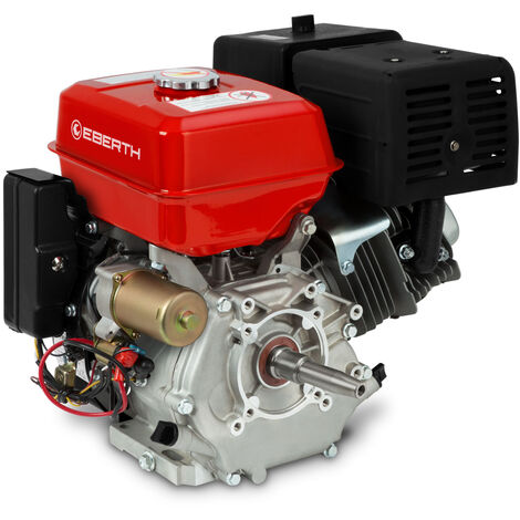 EBERTH 15 CV 11,03 kW Motor de gasolina con eje cónico de 22 mm Ø, arranque eléctrico, batería de 17 ah 12 V, motor de kart, corte de aceite, motor de gasolina de 1 cilindro y 4 tiempos, 420 ccm