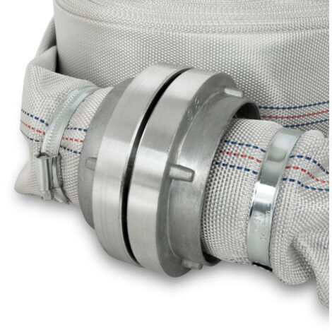 Manguera Plana EBERTH 30 M Con Acoples Storz 25-D - Para Agua, Resistente Y Flexible (1 Pulgada De Diámetro)