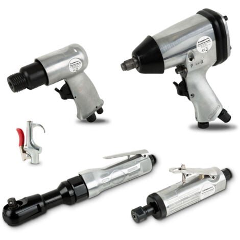 71 piezas Juego de llaves de impacto (1/4" Conexión de aire, Acoplamiento rápido, Accesorios extensos, 311 Nm Torsión, Maleta) Pistola
