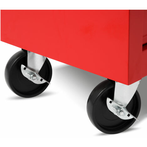 HomCom® Carro caja de herramientas con ruedas, caja de herramientas con 5  cajones, 1 unidad, color rojo Caja Móvil de Herramientas Rojo Chapa Acero